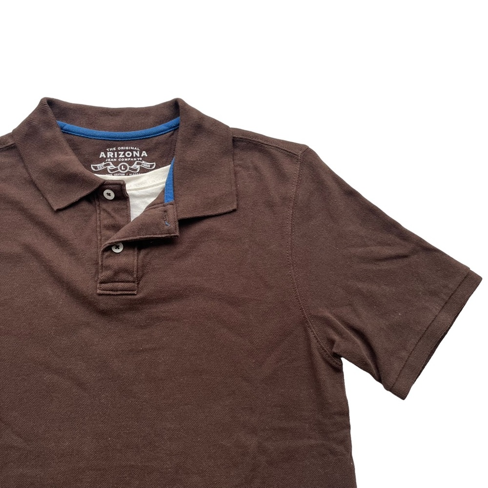 Arizona Jean Company Boy’s Large Brown Cotton Short Sleeve Polo With Undershirt